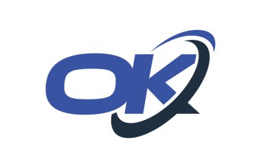 Tamam Logo Swoosh elips mavi mektup vektör kavramı