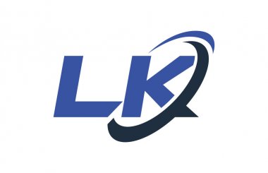 Lk Logo Swoosh elips mavi mektup vektör kavramı