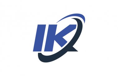 IK Logo Swoosh elips mavi mektup vektör kavramı