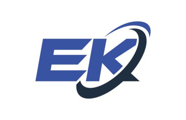 Ek Logo Swoosh elips mavi mektup vektör kavramı