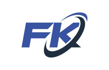 FK Logo Swoosh elips mavi mektup vektör kavramı