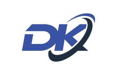 Dk Logo Swoosh elips mavi mektup vektör kavramı