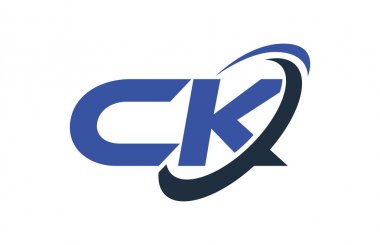 CK Logo Swoosh elips mavi mektup vektör kavramı