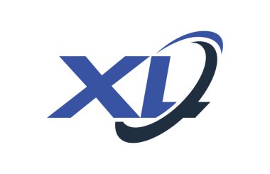 XL Logo Swoosh elips mavi mektup vektör kavramı