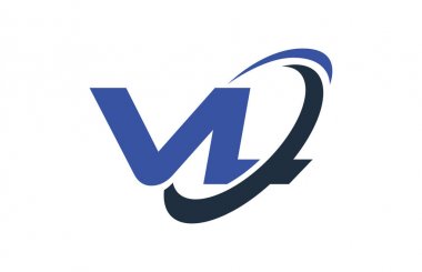 VL Logo Swoosh elips mavi mektup vektör kavramı