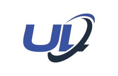 Ul Logo Swoosh elips mavi mektup vektör kavramı