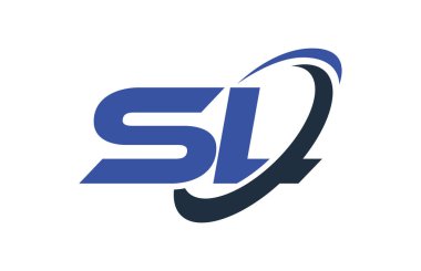 SL Logo Swoosh elips mavi mektup vektör kavramı