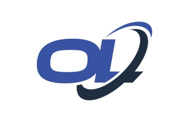 Ol Logo Swoosh elips mavi mektup vektör kavramı