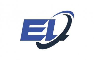 El Logo Swoosh elips mavi mektup vektör kavramı