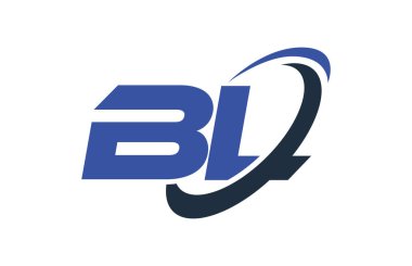 BL Logo Swoosh elips mavi mektup vektör kavramı