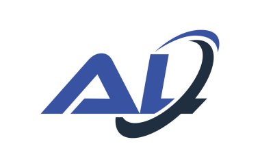 Al Logo Swoosh elips mavi mektup vektör kavramı