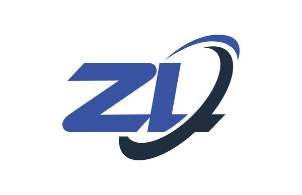 ZL Logo Swoosh Ellipse Blue Letter Vector Concept