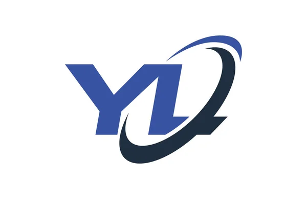 Logo Ellipszis Kék Levél Vektor Koncepció Swoosh — Stock Vector