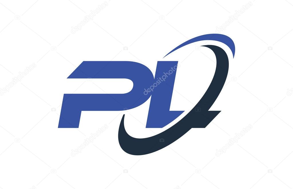 PL Logo Swoosh Ellipse Blue Letter Vector Concept