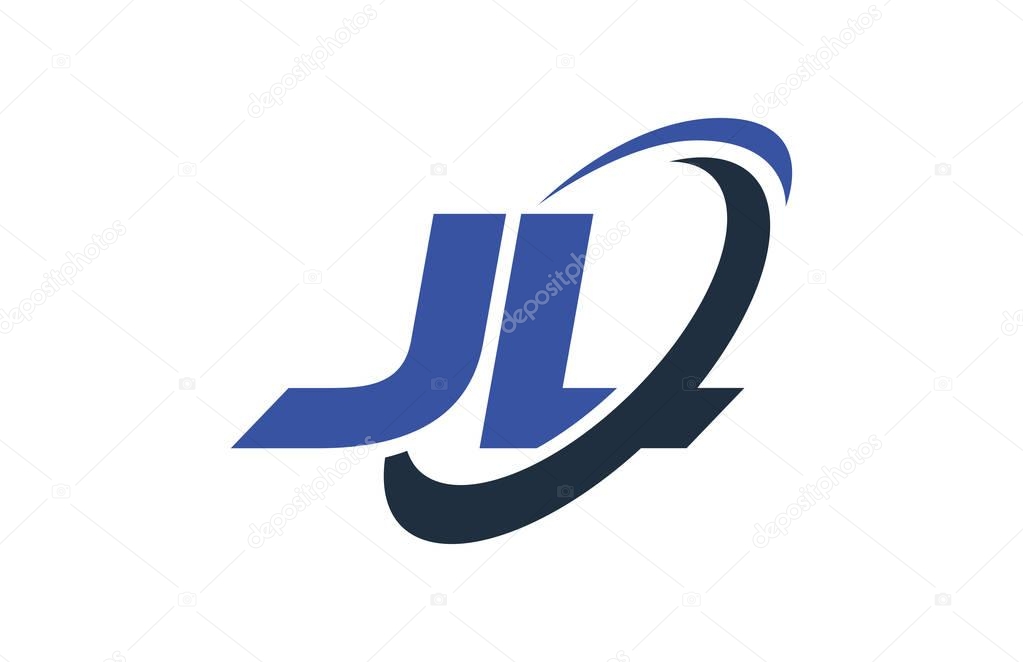 JL Logo Swoosh Ellipse Blue Letter Vector Concept