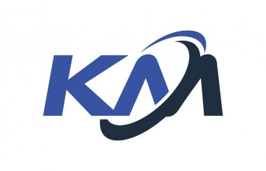 KM Logo Swoosh Ellipse Blue Letter Vector Concept clipart