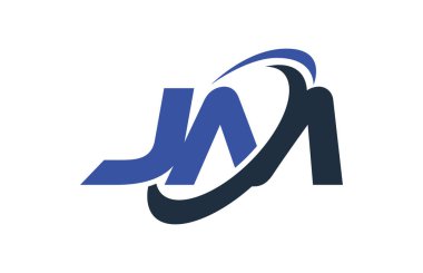 JM Logo Swoosh elips mavi mektup vektör kavramı
