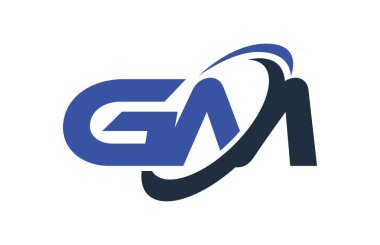 GM Logo Swoosh elips mavi mektup vektör kavramı