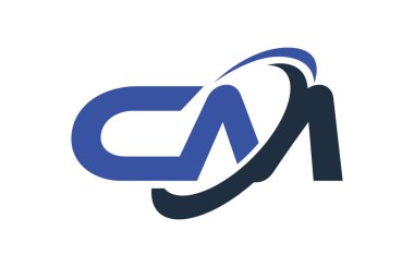 Cm Logo Swoosh elips mavi mektup vektör kavramı