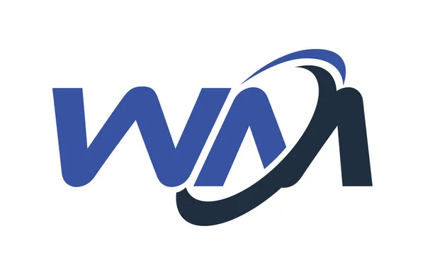 Logo Swoosh Ellisse Blue Letter Concetto Vettoriale — Vettoriale Stock