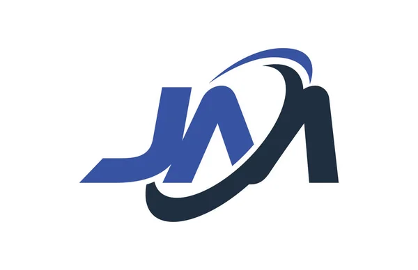 Logotypen Swoosh Ellips Blå Brev Vektor Koncept — Stock vektor