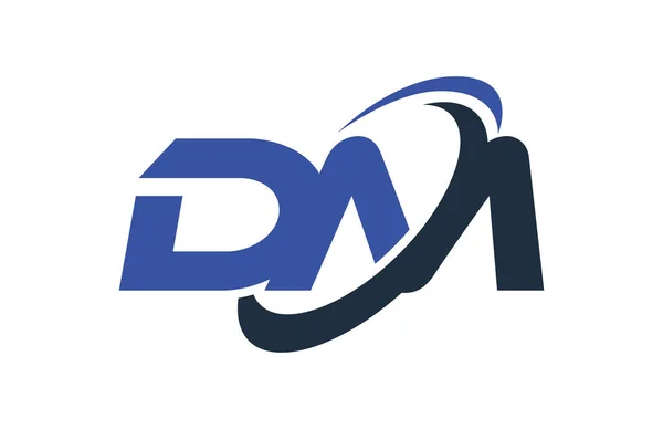 DM Logo Swoosh elips mavi mektup vektör kavramı