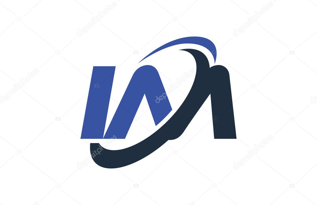 IM Logo Swoosh Ellipse Blue Letter Vector Concept