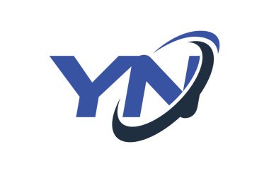 Yn Logo Swoosh elips mavi mektup vektör kavramı