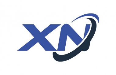 Xn Logo Swoosh elips mavi mektup vektör kavramı