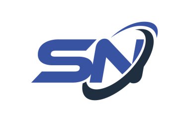 Sn Logo Swoosh elips mavi mektup vektör kavramı