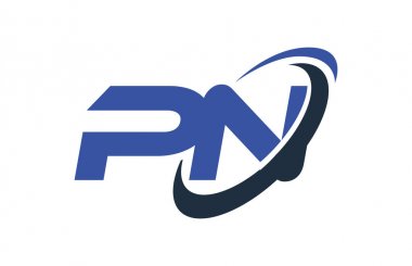 PN Logo Swoosh elips mavi mektup vektör kavramı