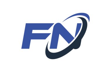 FN Logo Swoosh elips mavi mektup vektör kavramı