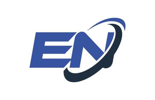 Logo Swoosh Ellipse Azul Carta Vector Conceito — Vetor de Stock