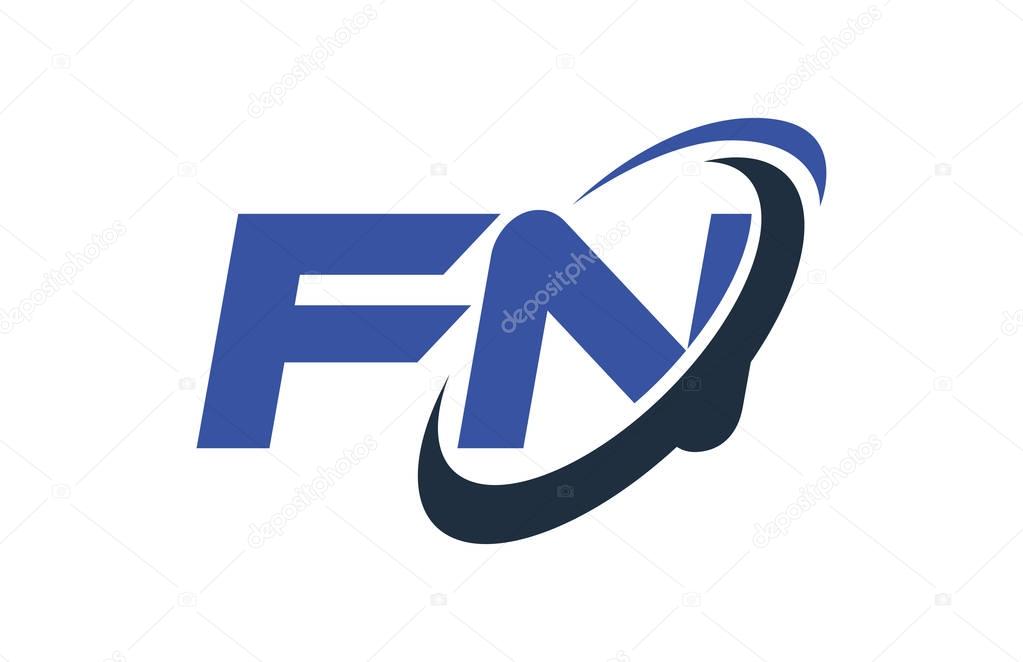 FN Logo Swoosh Ellipse Blue Letter Vector Concept