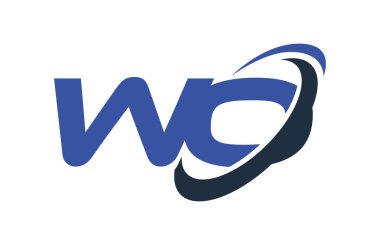Wo Logo Swoosh elips mavi mektup vektör kavramı