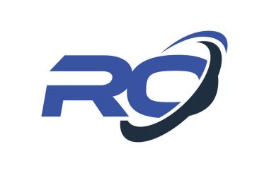 Ro Logo Swoosh elips mavi mektup vektör kavramı