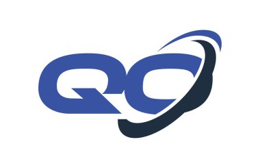 Qo Logo Swoosh elips mavi mektup vektör kavramı