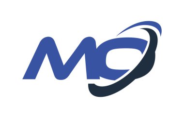 Mo Logo Swoosh elips mavi mektup vektör kavramı