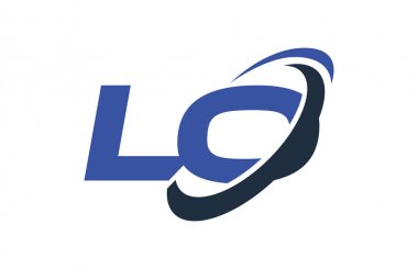 Lo Logo Swoosh elips mavi mektup vektör kavramı