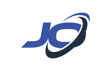 Jo Logo Swoosh elips mavi mektup vektör kavramı