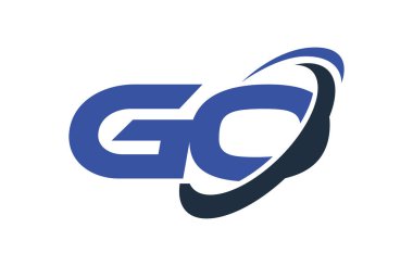 Logo go elips mavi mektup vektör kavramı Swoosh