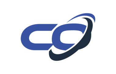 Co Logo Swoosh elips mavi mektup vektör kavramı