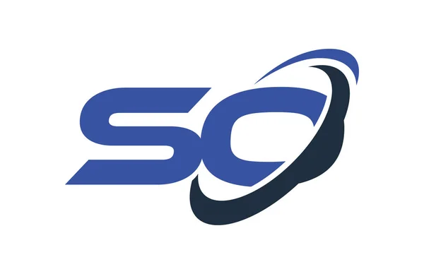 Logo Swoosh Ellipse Blue Letter Vector Concept — Stock Vector