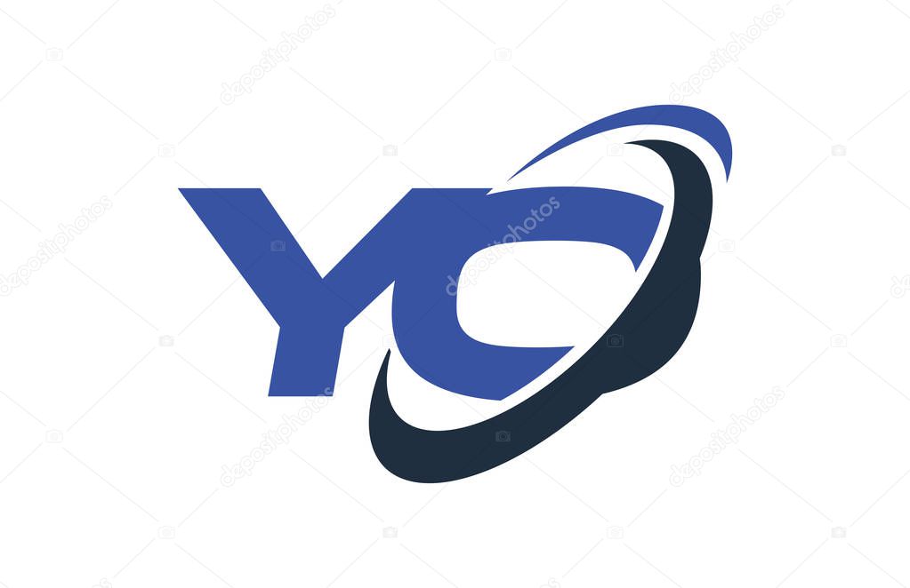 YO Logo Swoosh Ellipse Blue Letter Vector Concept