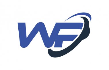 WP logosu Swoosh elips mavi mektup vektör kavramı