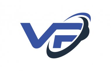 VP Logo Swoosh elips mavi mektup vektör kavramı