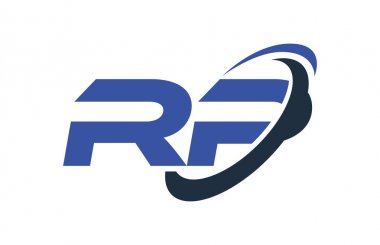 RP Logo Swoosh elips mavi mektup vektör kavramı