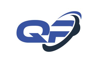 QP Logo Swoosh elips mavi mektup vektör kavramı