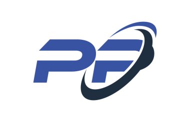 PP Logo Swoosh elips mavi mektup vektör kavramı
