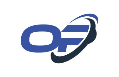 Op Logo Swoosh elips mavi mektup vektör kavramı